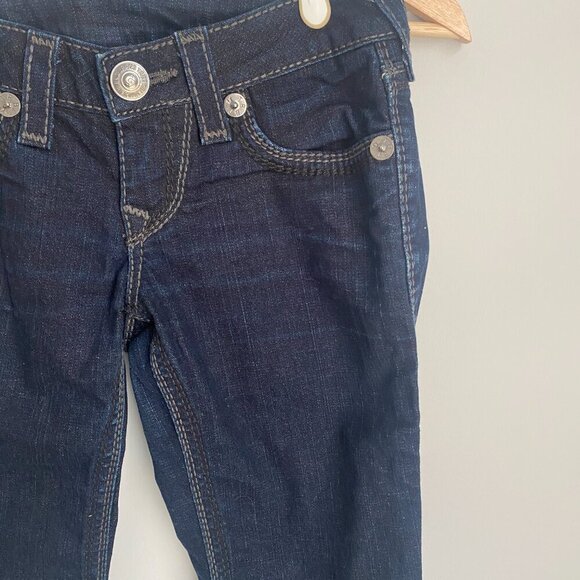 True Religion Low Rise Slim Straight Dark Denim Jeans Size 26 - Picture 3 of 9